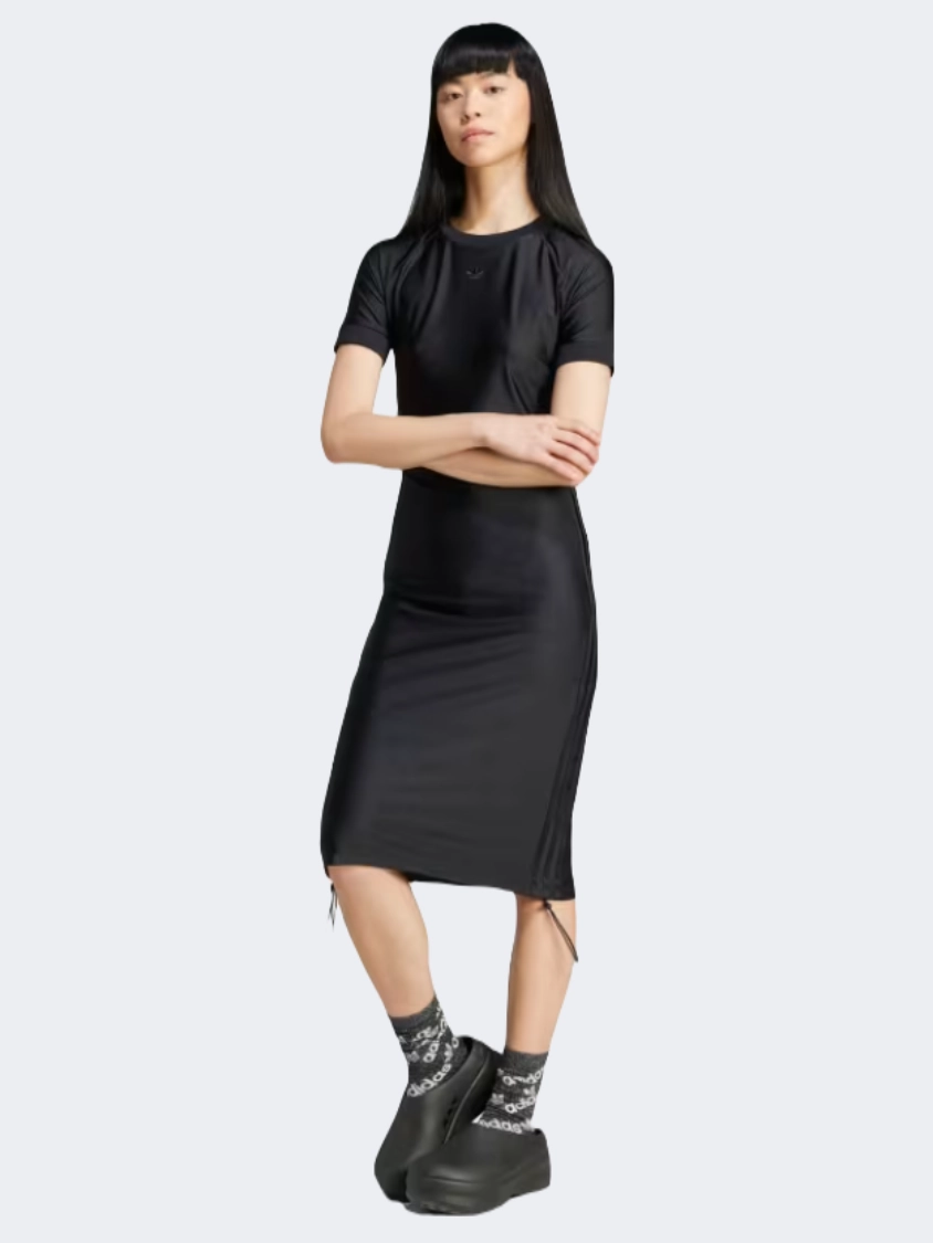 Adidas Ruched 3 Stripes Cali Women Original Dress Black