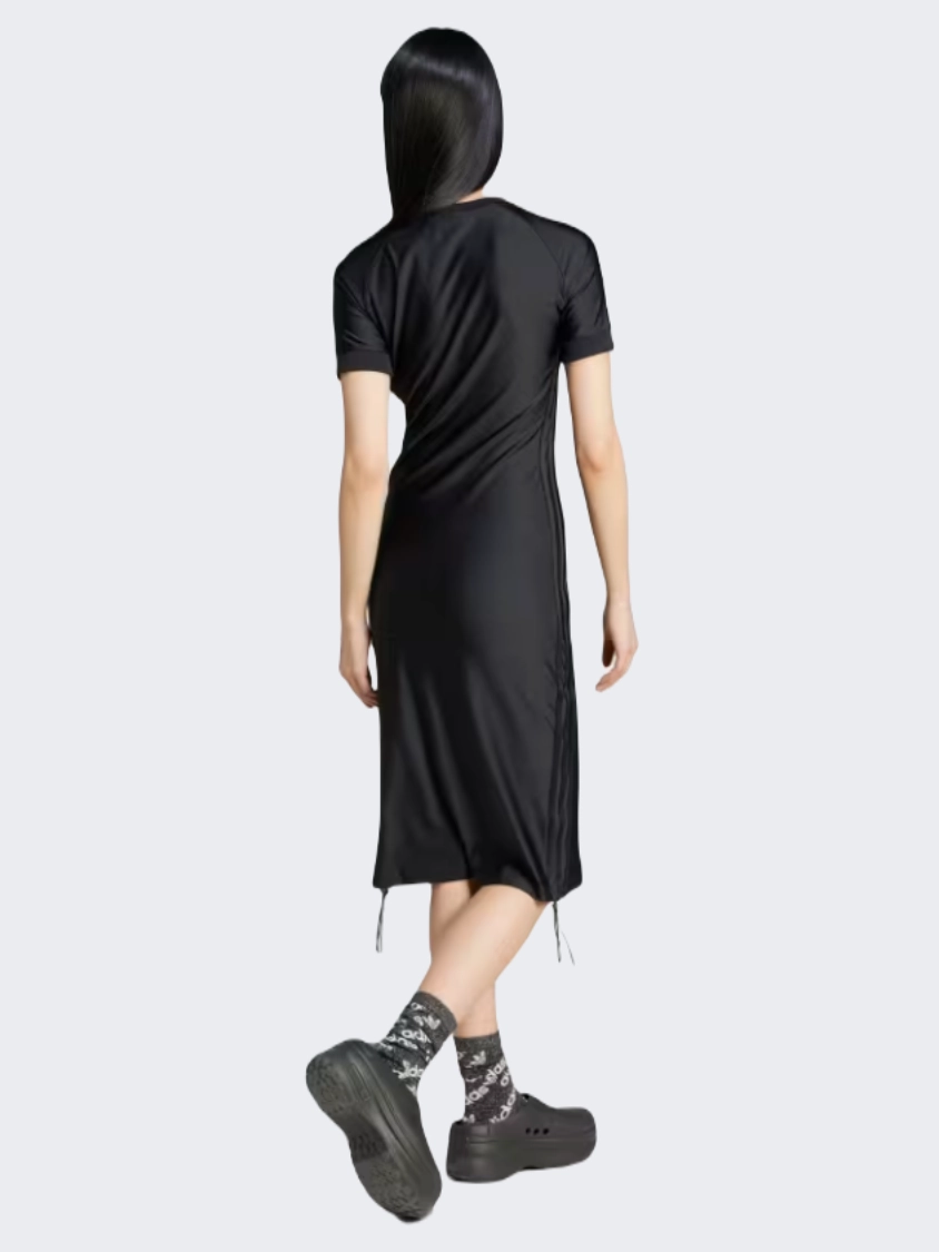 Adidas Ruched 3 Stripes Cali Women Original Dress Black
