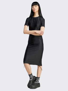 Adidas Ruched 3 Stripes Cali Women Original Dress Black