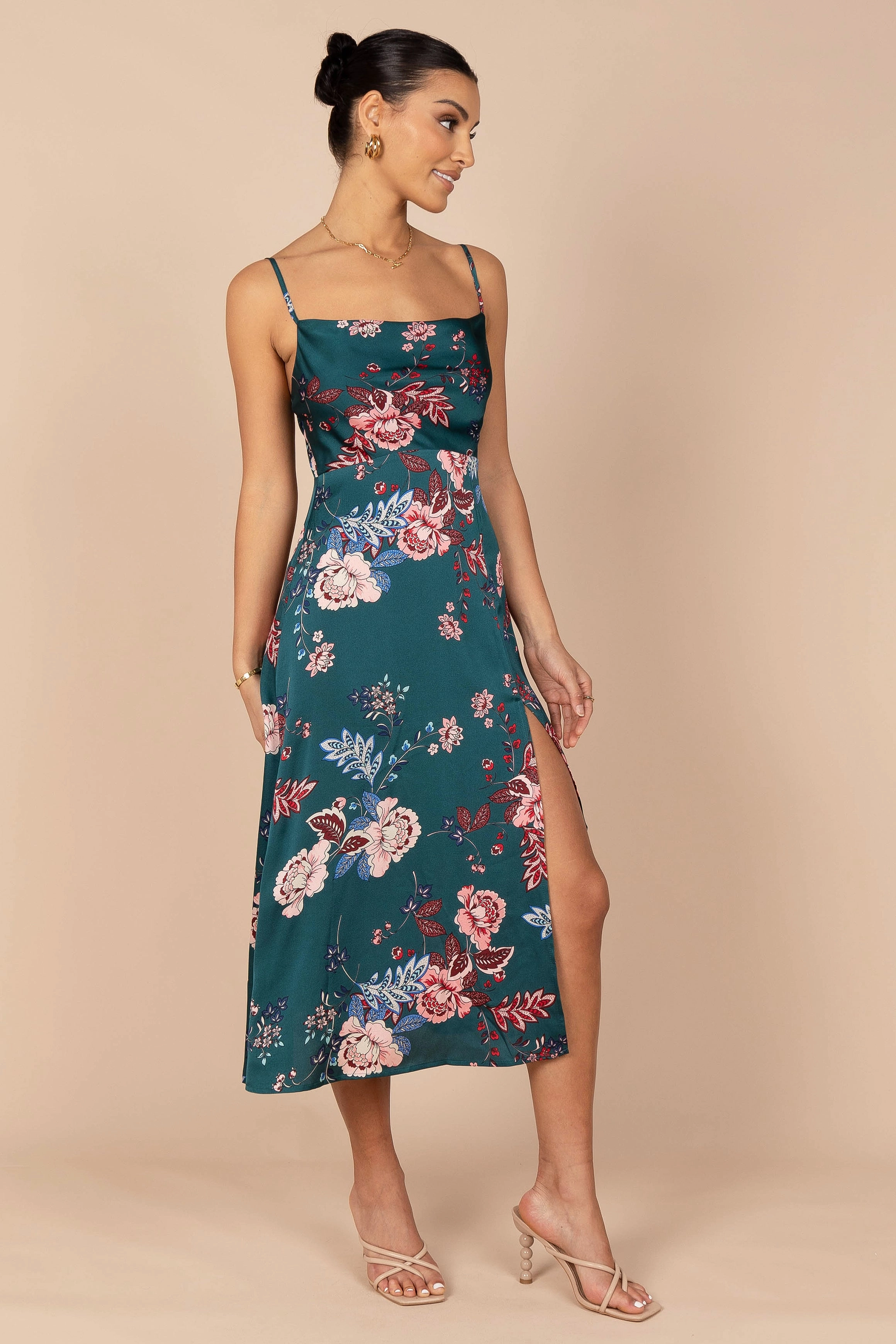 Alejandra Cowl Neck Midi Dress - Emerald