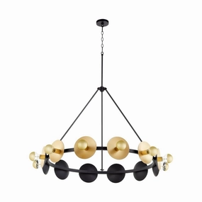 Artemis Chandelier Noir And Gold Leaf - Large