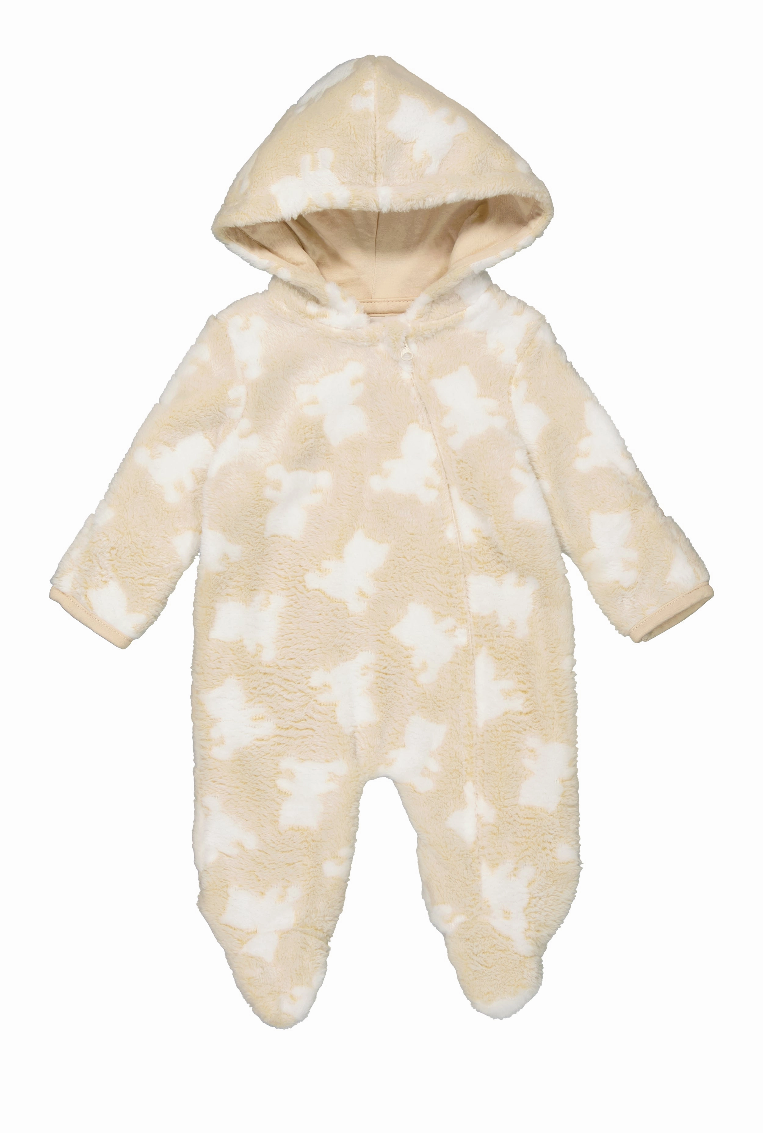 Baby Boys 0-9M Teddy Bear Print Hooded Footed Jumpsuit