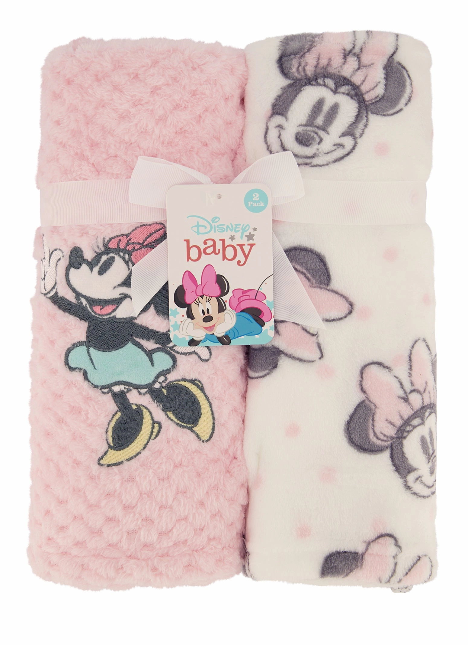 Baby Girls Minnie Mouse Graphic Plush Blankets 2 Pack
