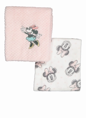 Baby Girls Minnie Mouse Graphic Plush Blankets 2 Pack