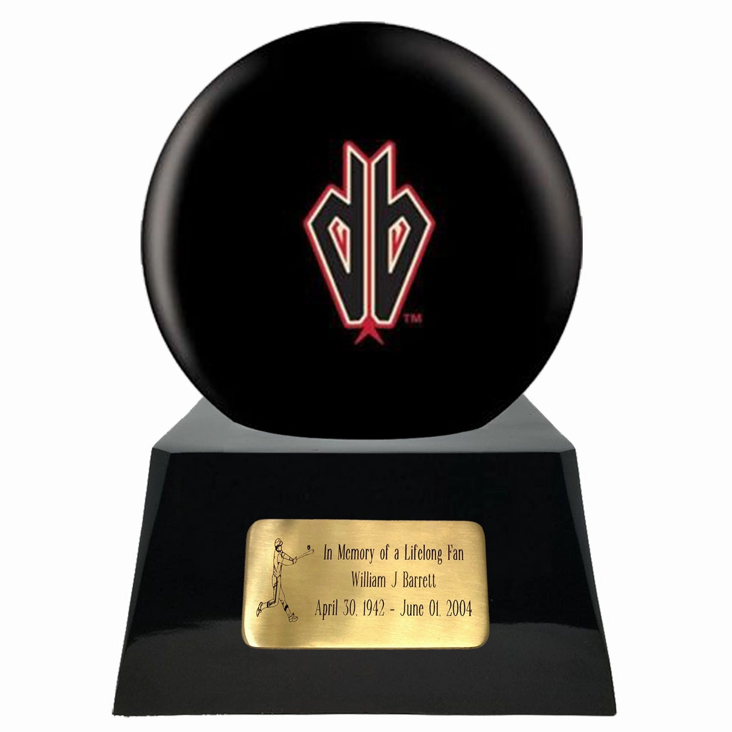Baseball Cremation Urn with Optional Arizona Diamondbacks Ball Decor and Custom Metal Plaque