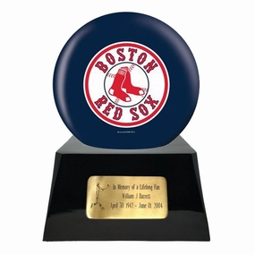 Baseball Cremation Urn with Optional Boston Red Sox Ball Decor and Custom Metal Plaque