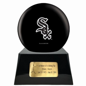 Baseball Cremation Urn with Optional Chicago White Sox Ball Decor and Custom Metal Plaque