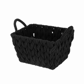 Better Homes & Gardens BH6400021874011 Medium Black Woven Rope Decorative Storage Basket, 2 Pack