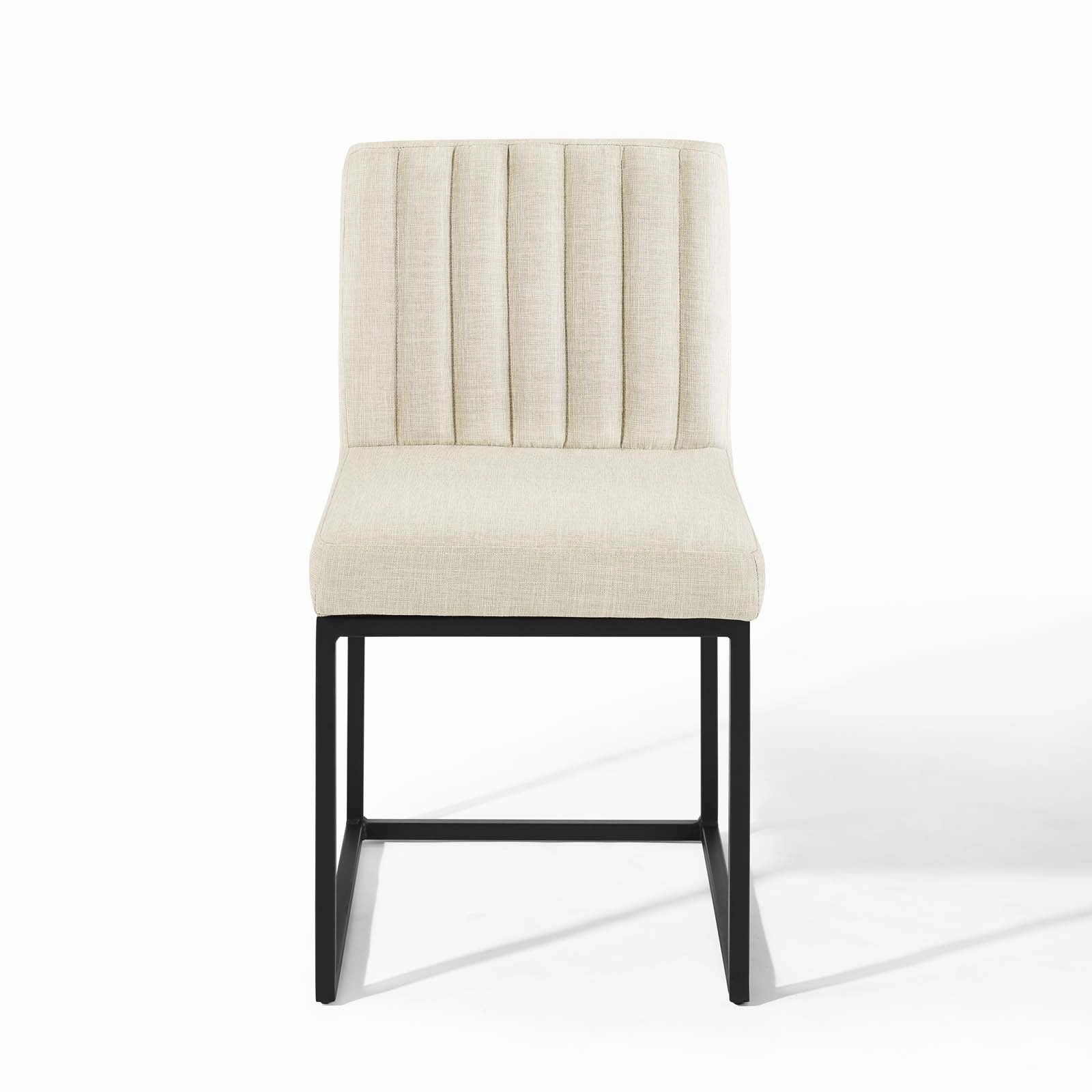 Carriage Channel Tufted Sled Base Upholstered Fabric Dining Chair by Modway