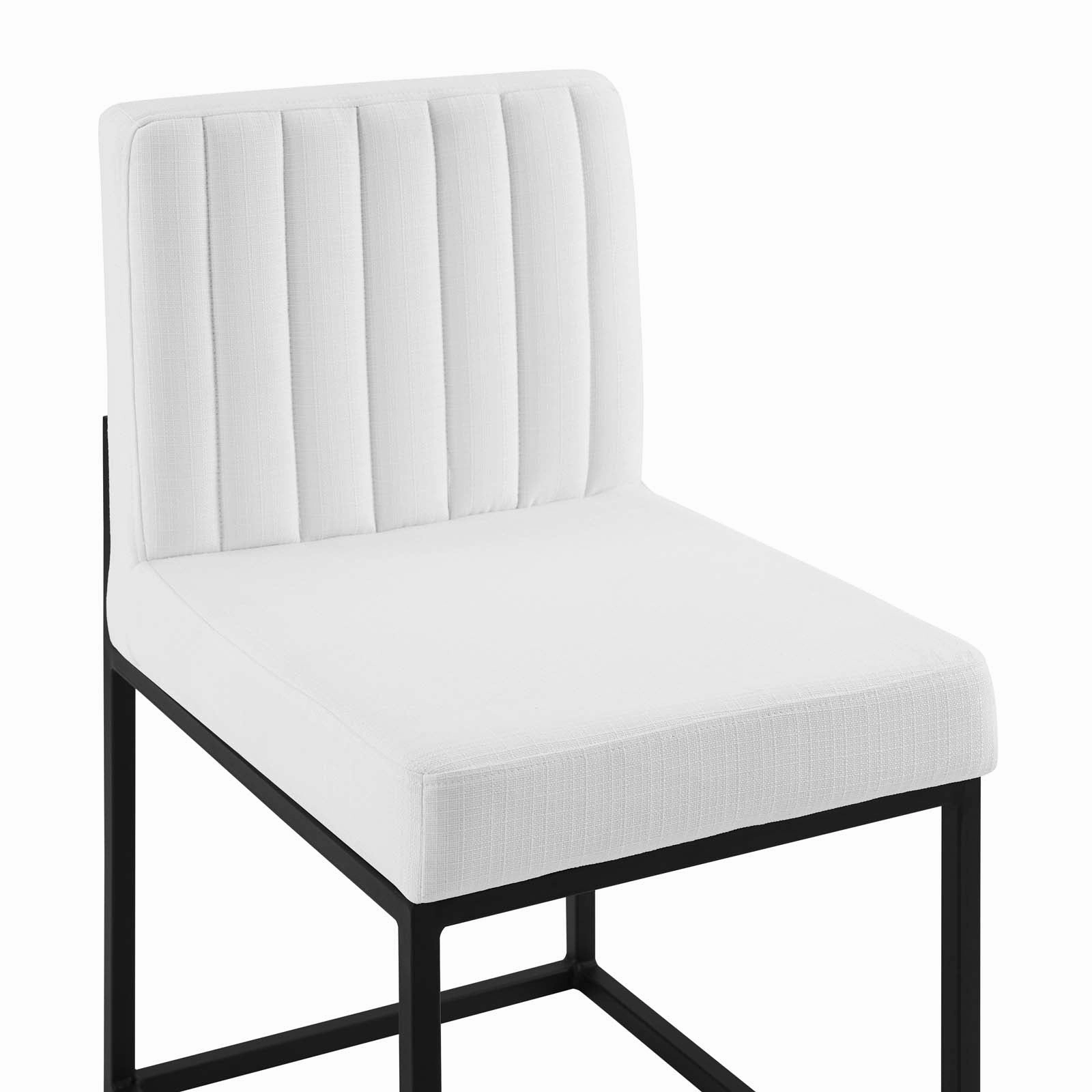 Carriage Channel Tufted Sled Base Upholstered Fabric Dining Chair by Modway