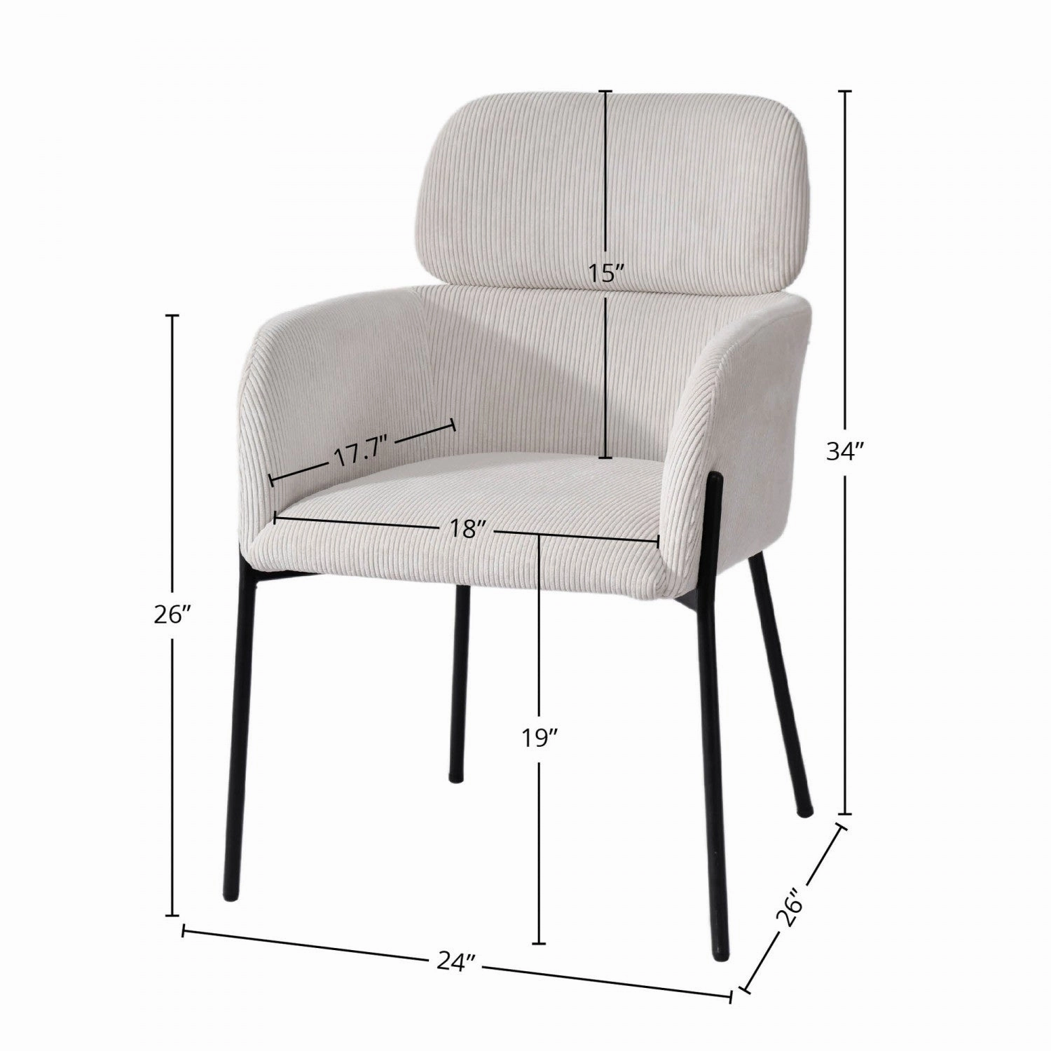 Celon Dining Chair - Corduroy White