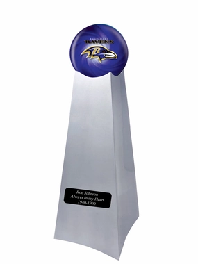 Championship Trophy Cremation Urn with Optional Baltimore Ravens Ball Decor and Custom Metal Plaque