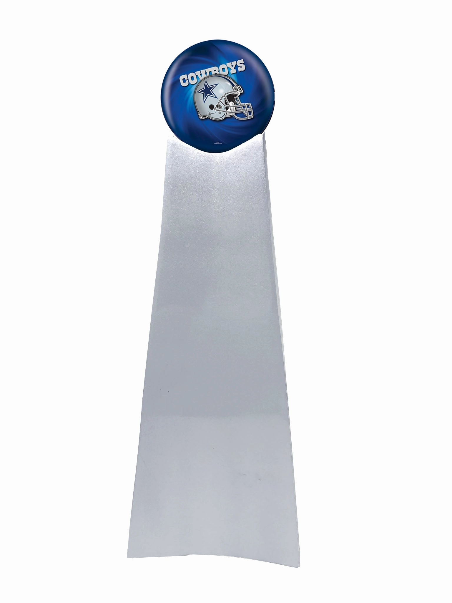 Championship Trophy Cremation Urn with Optional Football and Dallas Cowboys Ball Decor and Custom Metal Plaque