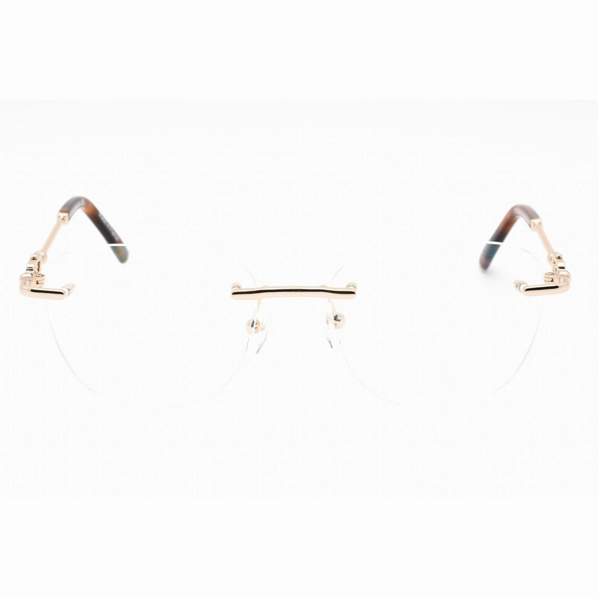 Charriol Men's Eyeglasses - Rimless Shiny Gold Rectangular Metal Frame | PC71048 C01
