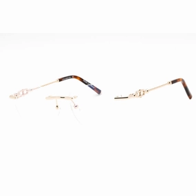 Charriol Men's Eyeglasses - Rimless Shiny Gold Rectangular Metal Frame | PC71048 C01