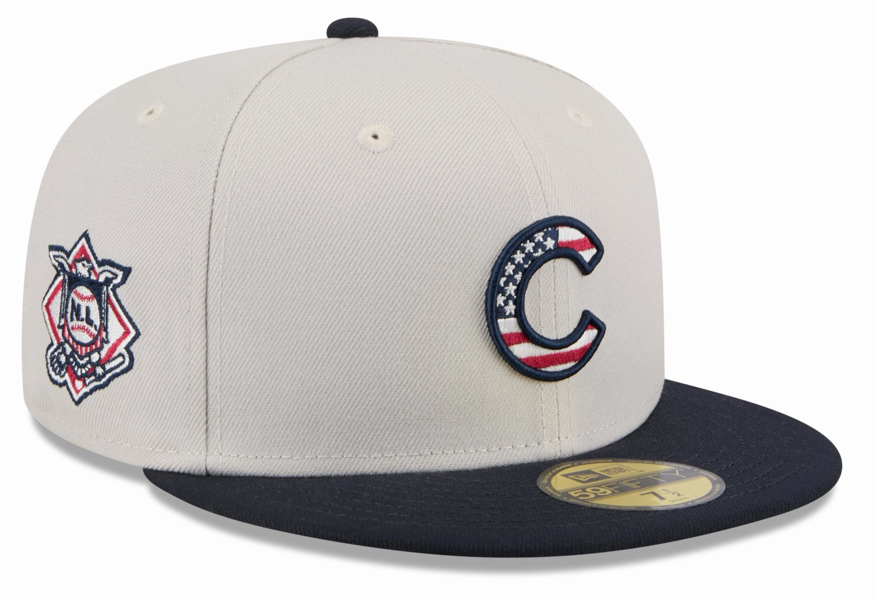 Chicago Cubs 2024 4th of July Stone/Navy On Field New Era 59FIFTY Fitted Hat