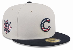 Chicago Cubs 2024 4th of July Stone/Navy On Field New Era 59FIFTY Fitted Hat
