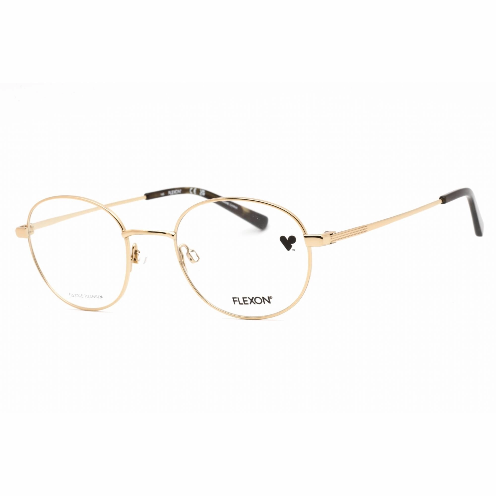 Flexon Men's Eyeglasses - Gold Metal Full Rim Round 50mm Frame | FLEXON H6059 710