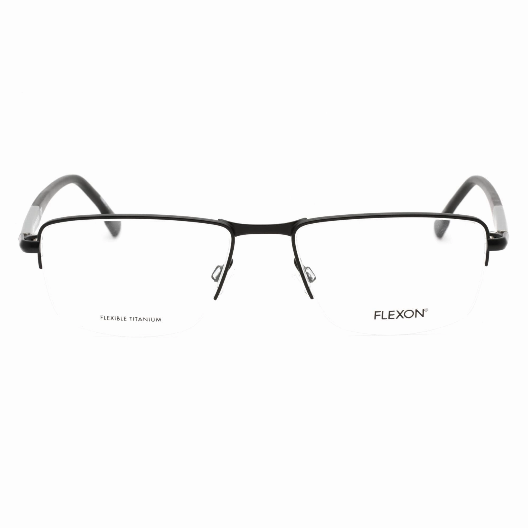 Flexon Men's Eyeglasses - Matte Black Half Rim Rectangular Frame | FLEXON E1127 002