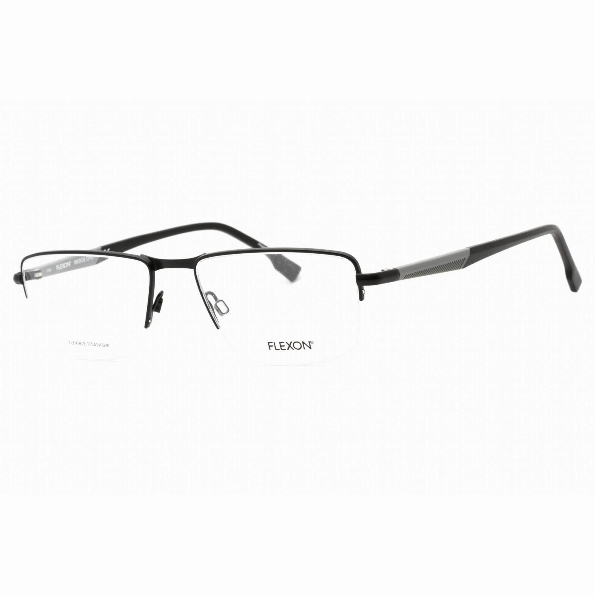 Flexon Men's Eyeglasses - Matte Black Half Rim Rectangular Frame | FLEXON E1127 002