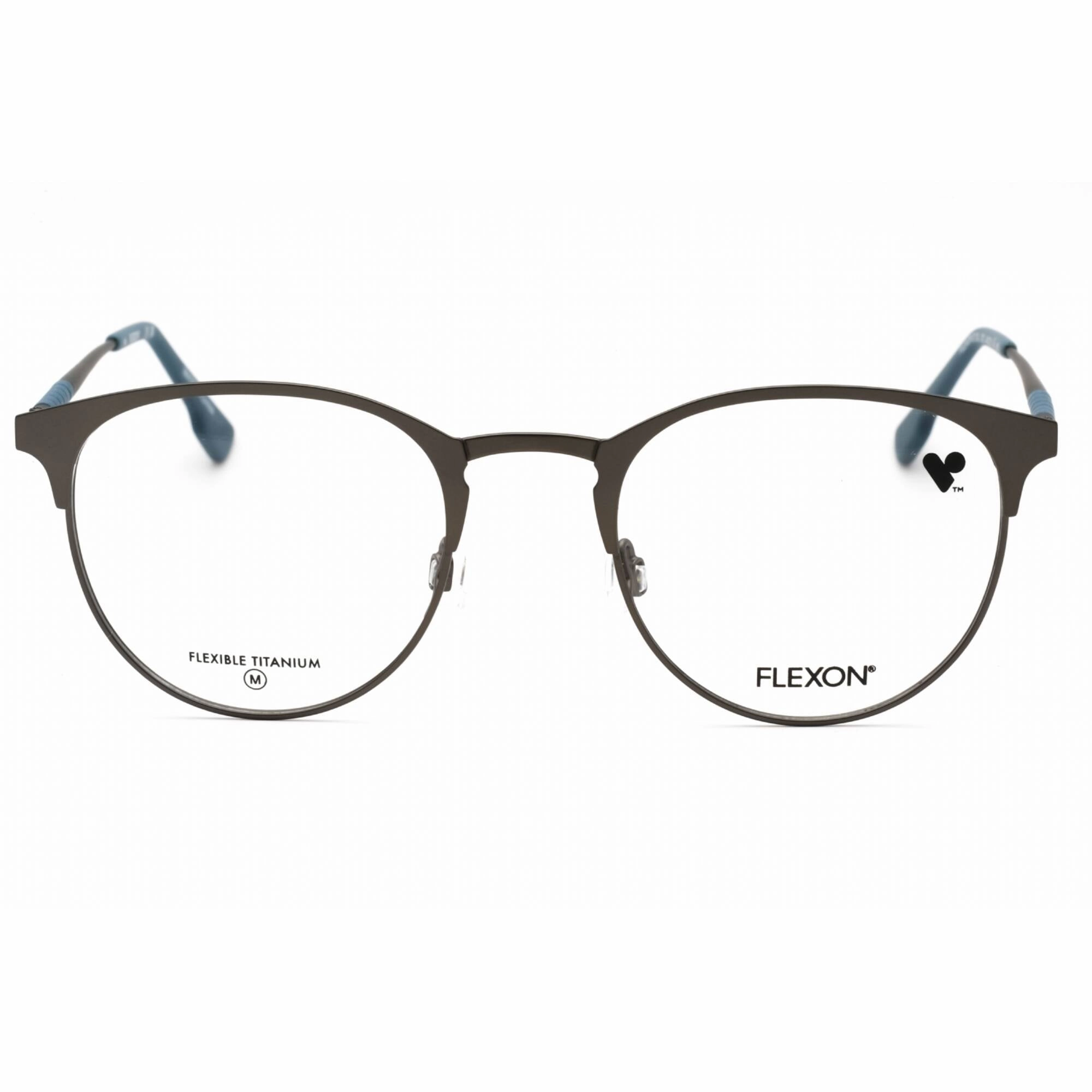 Flexon Men's Eyeglasses - Matte Gunmetal Metal Oval Full Rim Frame | FLEXON E1133 072