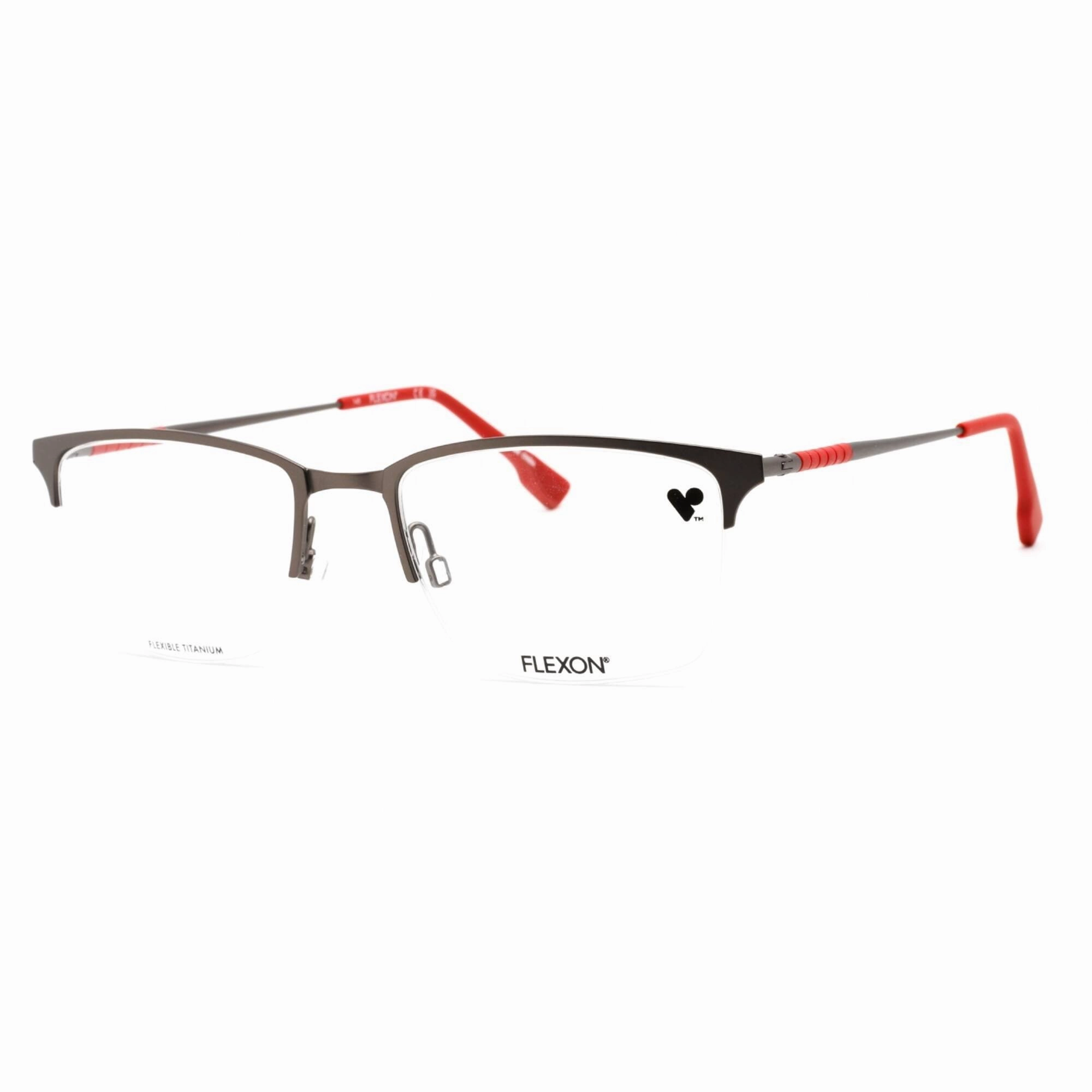 Flexon Men's Eyeglasses - Matte Gunmetal Metal Rectangular Frame | FLEXON E1130 072