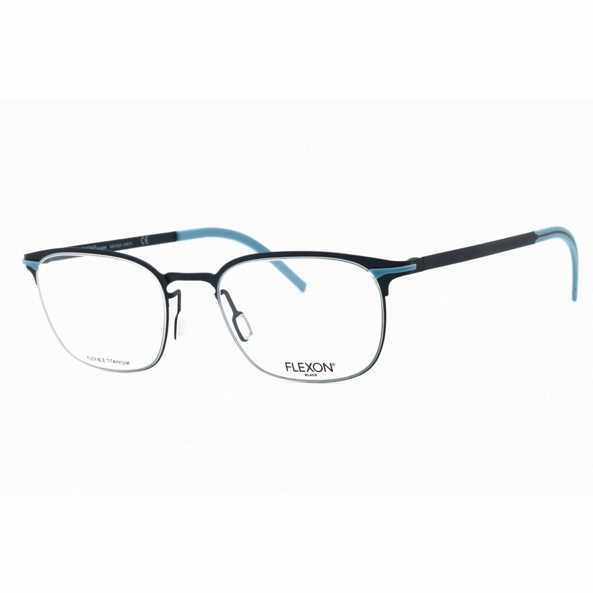 Flexon Men's Eyeglasses - Navy Metal Square Shape Full Rim Frame | FLEXON B2007 412