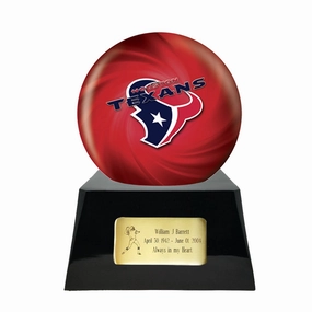 Football Cremation Urn with Optional Houston Texans Ball Decor and Custom Metal Plaque