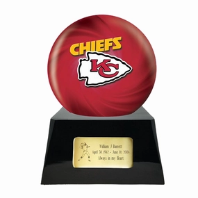 Football Cremation Urn with Optional Kansas City Chiefs Ball Decor and Custom Metal Plaque
