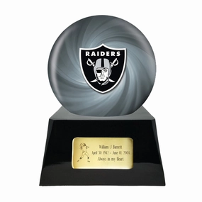 Football Cremation Urn with Optional Las Vegas Raiders Ball Decor and Custom Metal Plaque
