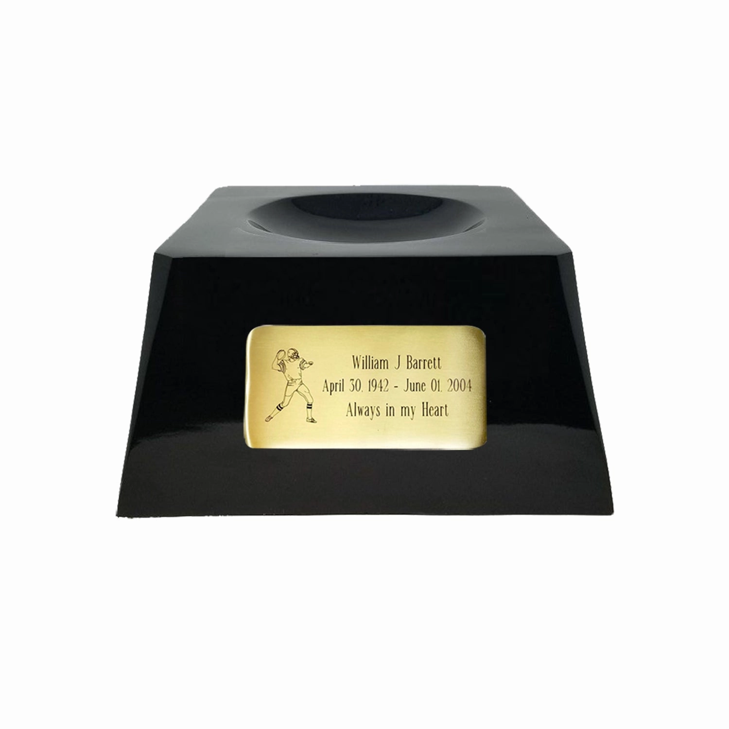 Football Cremation Urn with Optional LSU Tigers Ball Decor and Custom Metal Plaque