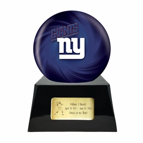 Football Cremation Urn with Optional New York Giants Ball Decor and Custom Metal Plaque