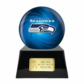 Football Cremation Urn with Optional Seattle Seahawks Ball Decor and Custom Metal Plaque