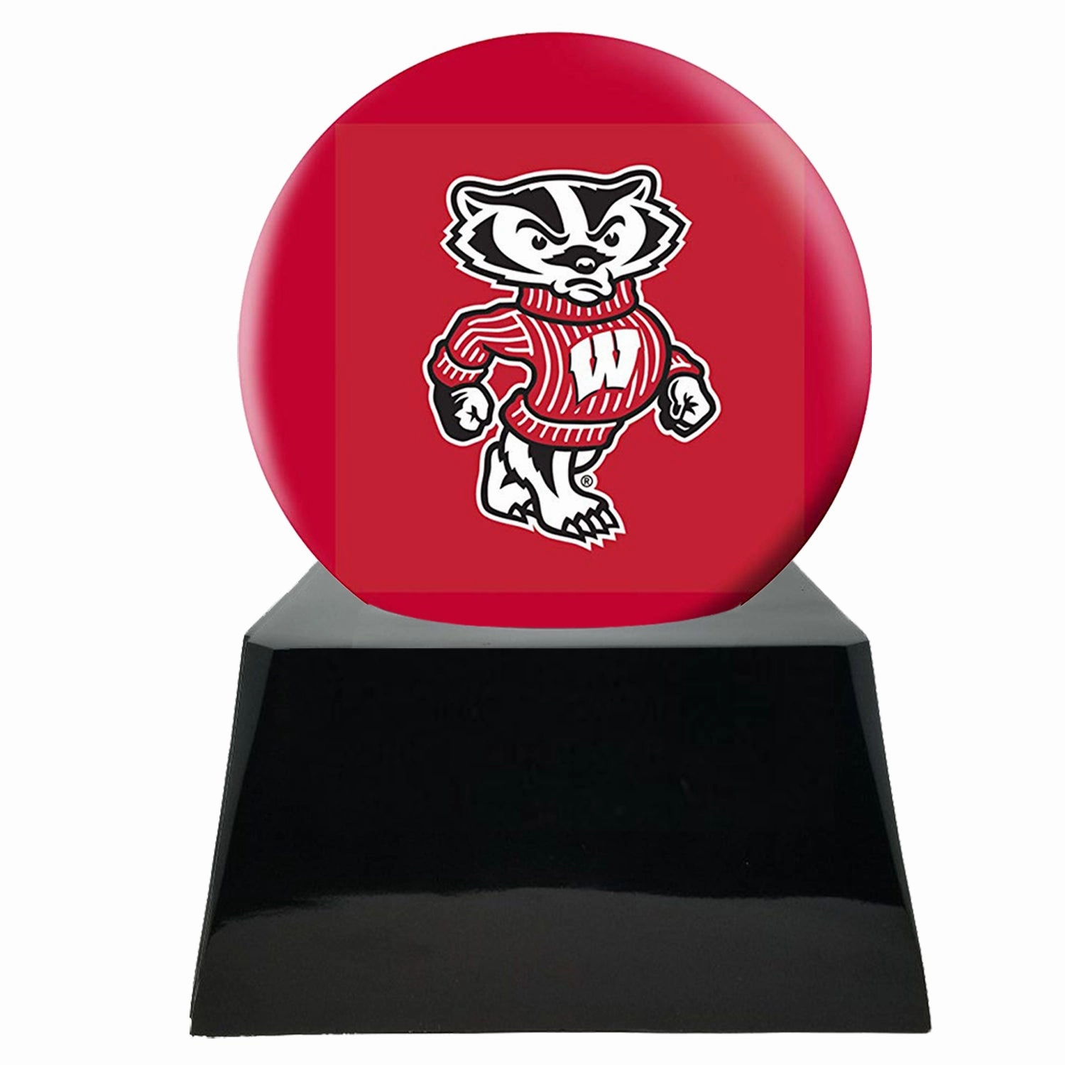Football Cremation Urn with Optional Wisconsin Badgers Ball Decor and Custom Metal Plaque
