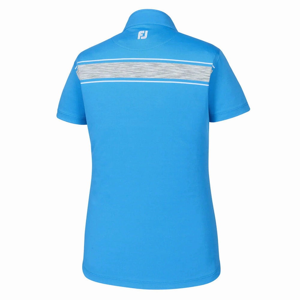 FootJoy Baby Pique Engineered Stripe Zip Golf Polo Surf/Gray - SS19 Women