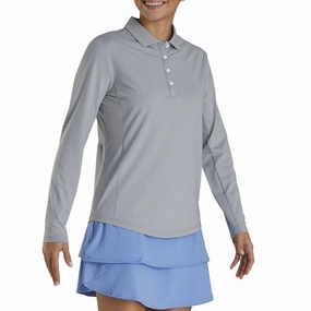 FootJoy Longsleeve Sun Protection Golf Polo Heather Gray - FA21 Women