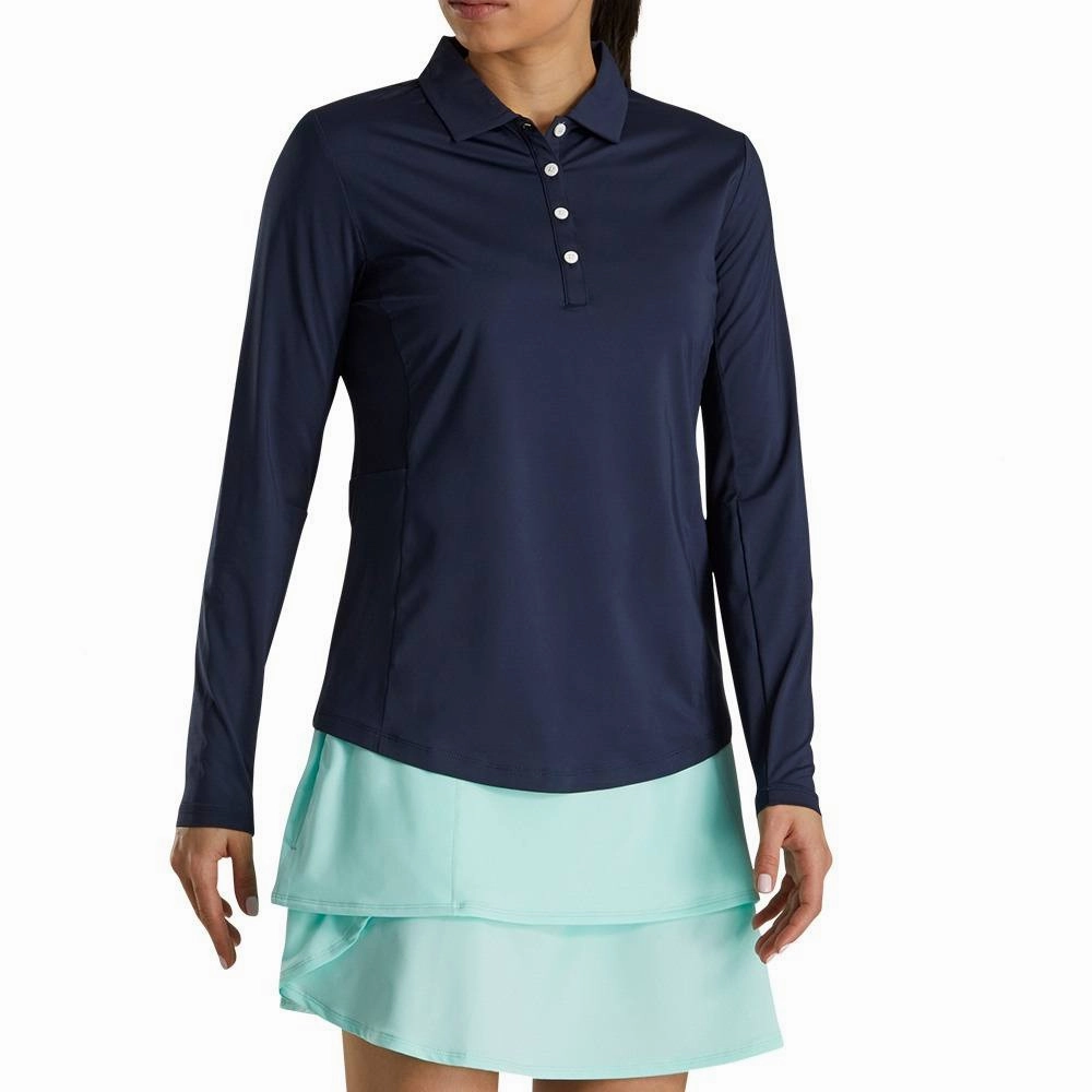 FootJoy Longsleeve Sun Protection Golf Polo Navy - FA21 Women