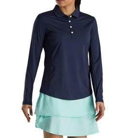 FootJoy Longsleeve Sun Protection Golf Polo Navy - FA21 Women
