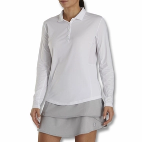 FootJoy Longsleeve Sun Protection Golf Polo White - FA21 Women