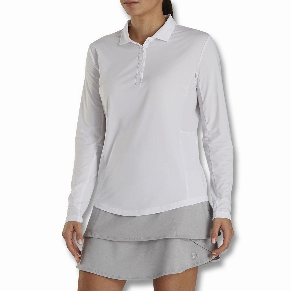 FootJoy Longsleeve Sun Protection Golf Polo White - FA21 Women