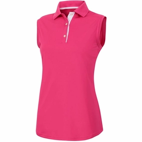 FootJoy ProDry Interlock Sleeveless Knit Collar Golf Polo Hot Pink - SS19 Women