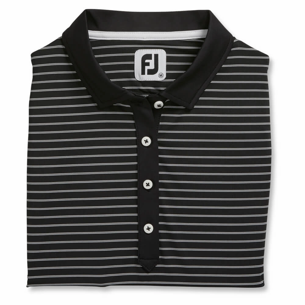 FootJoy Sleeveless Pinstripe Shirt Golf Polo Black - SS21 Women