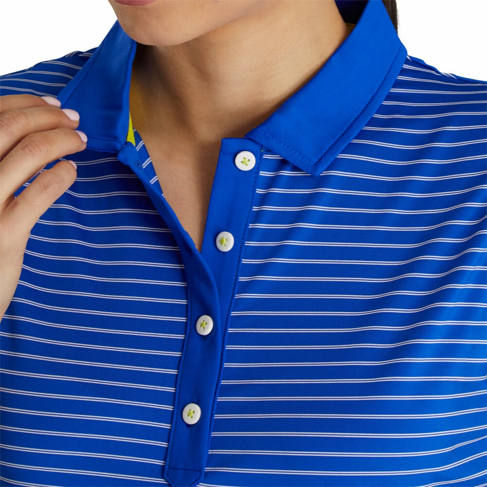 FootJoy Sleeveless Pinstripe Shirt Golf Polo Cobalt - SS21 Women