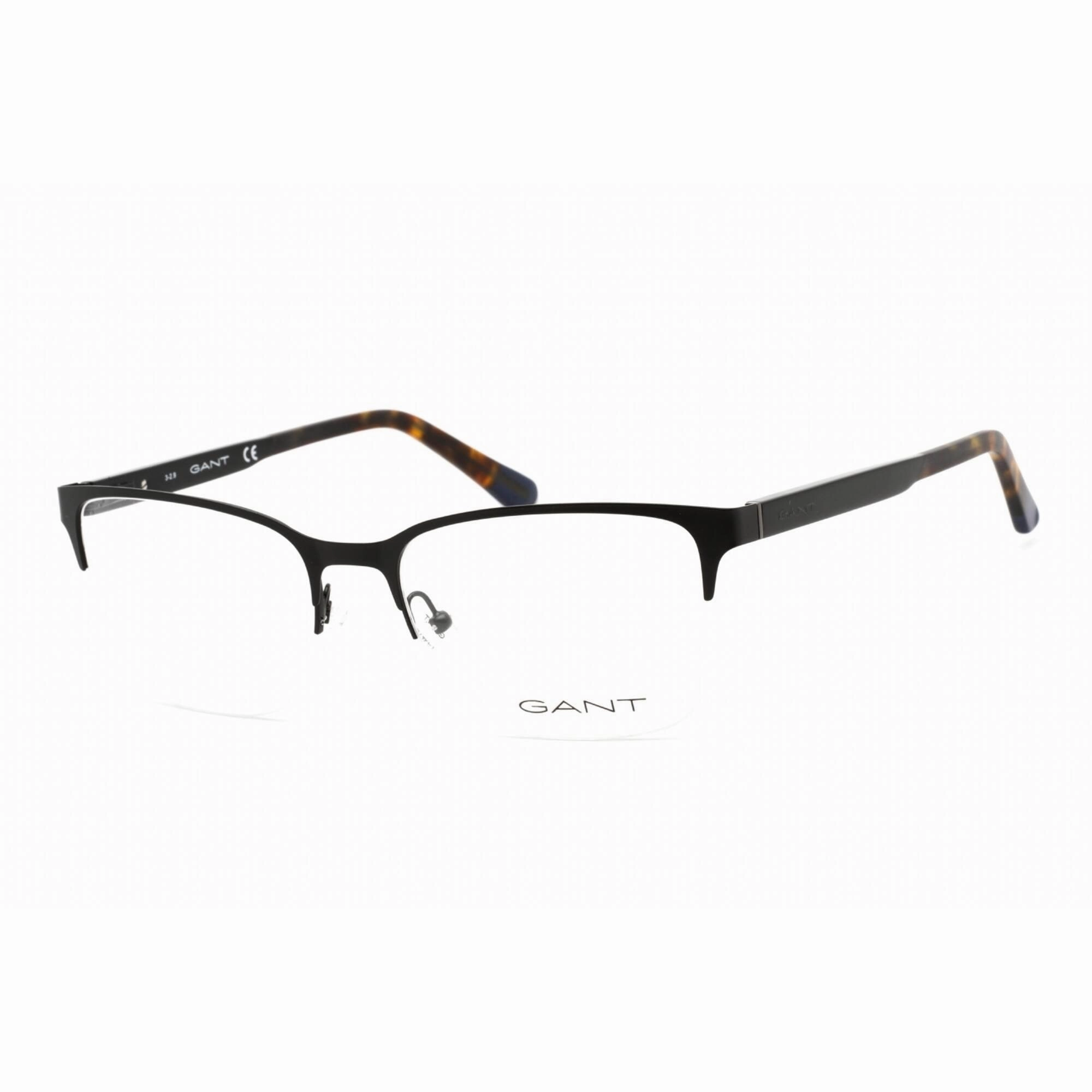 Gant Men's Eyeglasses - Half Rim Rectangular Matte Black Metal Frame | GA3202 002