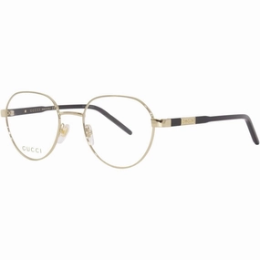 Gucci Men's Eyeglasses - Gold Plastic/Metal Round Shape Frame Demo Lens | GG1162O 001