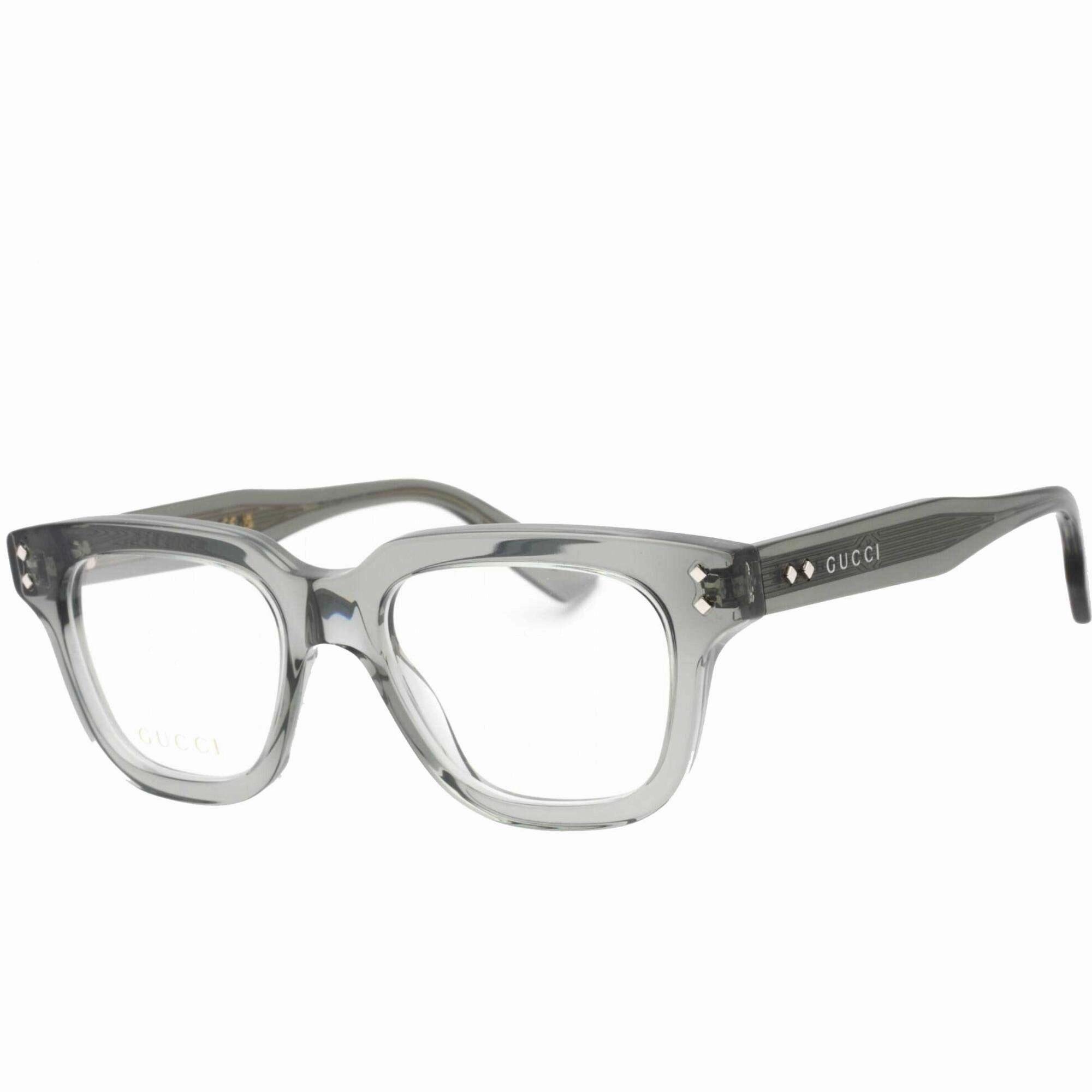 Gucci Men's Eyeglasses - Grey Square Full Rim Frame Transparent Lens | GG1219O 003