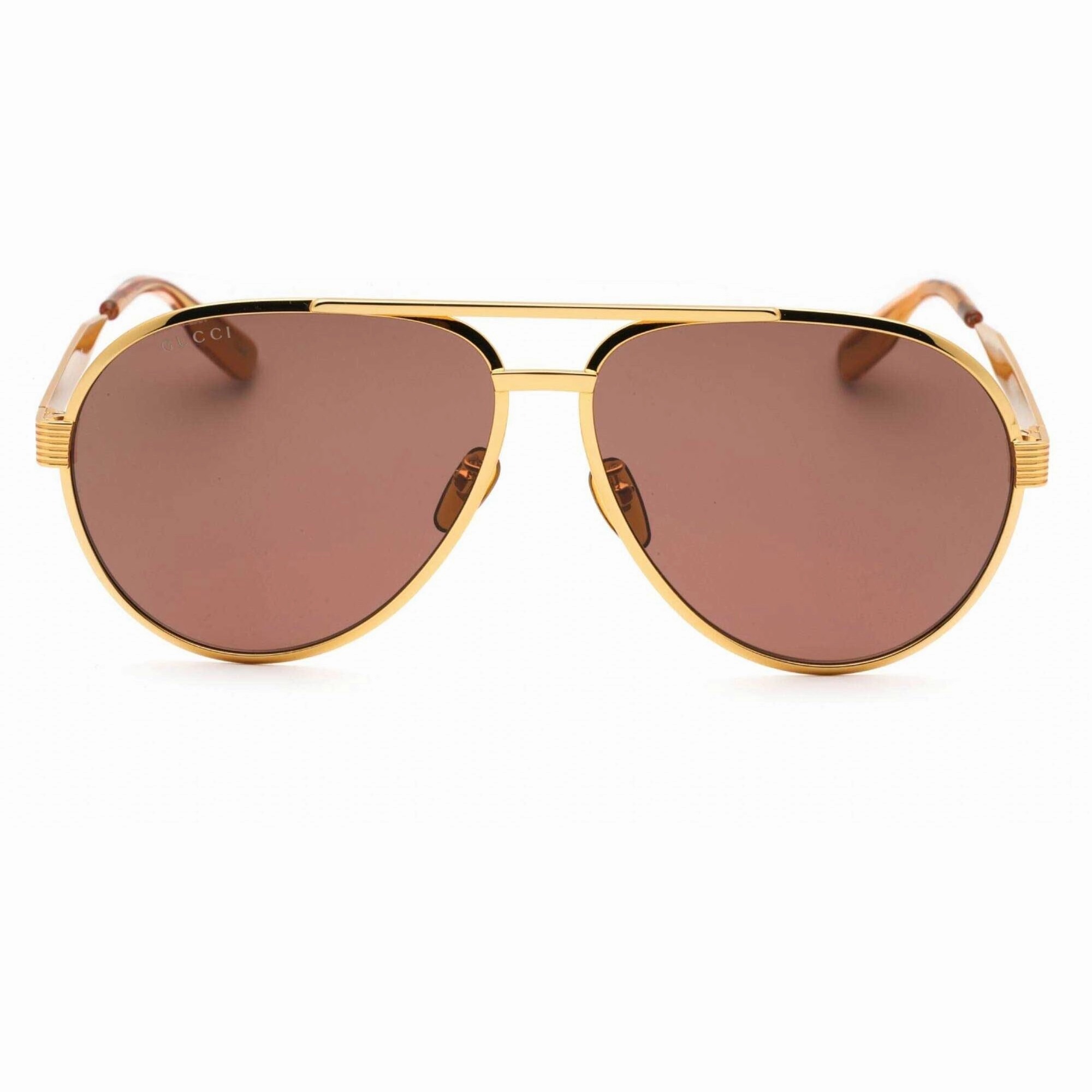 Gucci Men's Sunglasses - Gold Full Rim Metal Frame Brown Lens | GG1513S 002