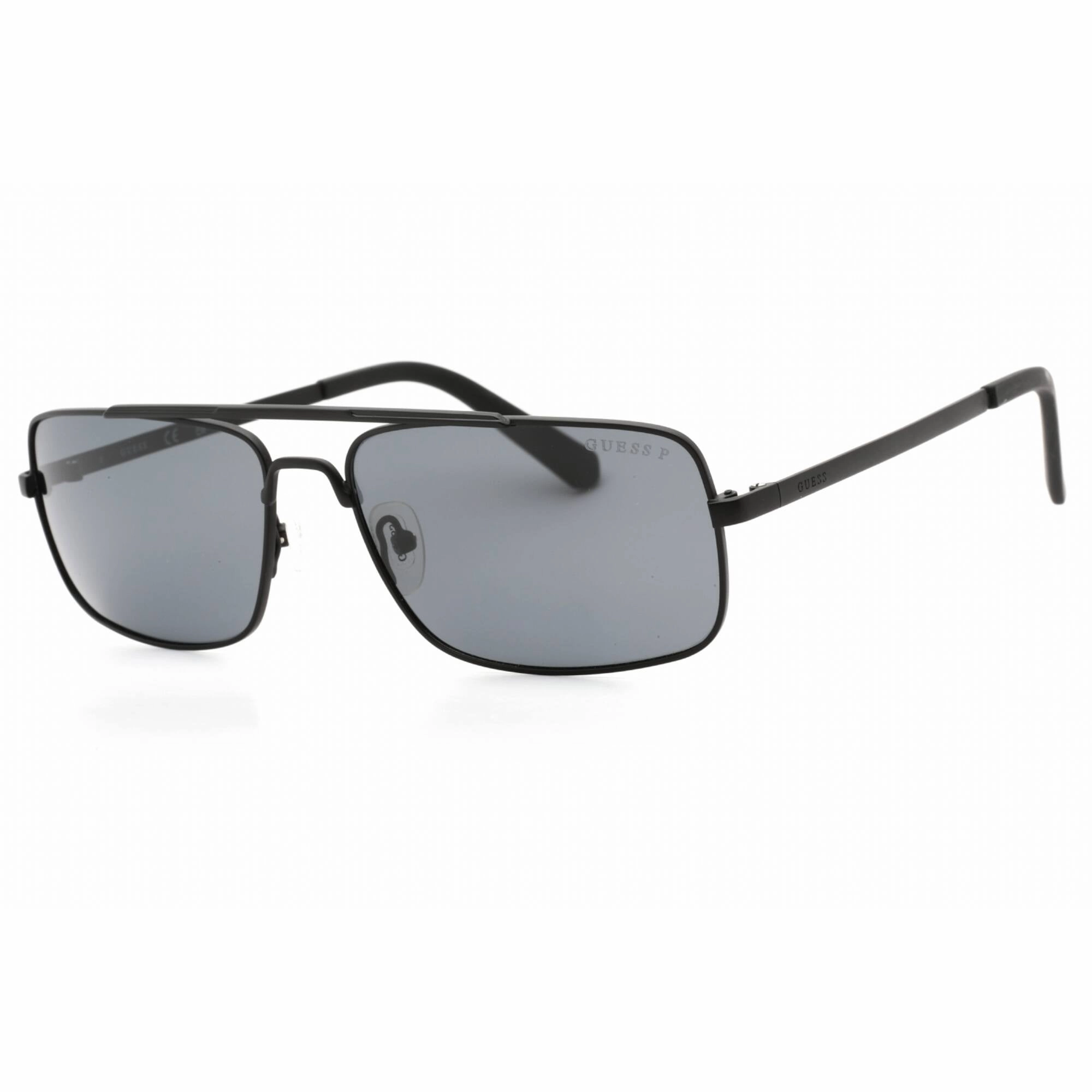 Guess Men's Sunglasses - Matte Black Rectangular Metal Full Rim Frame | GU00060 02D
