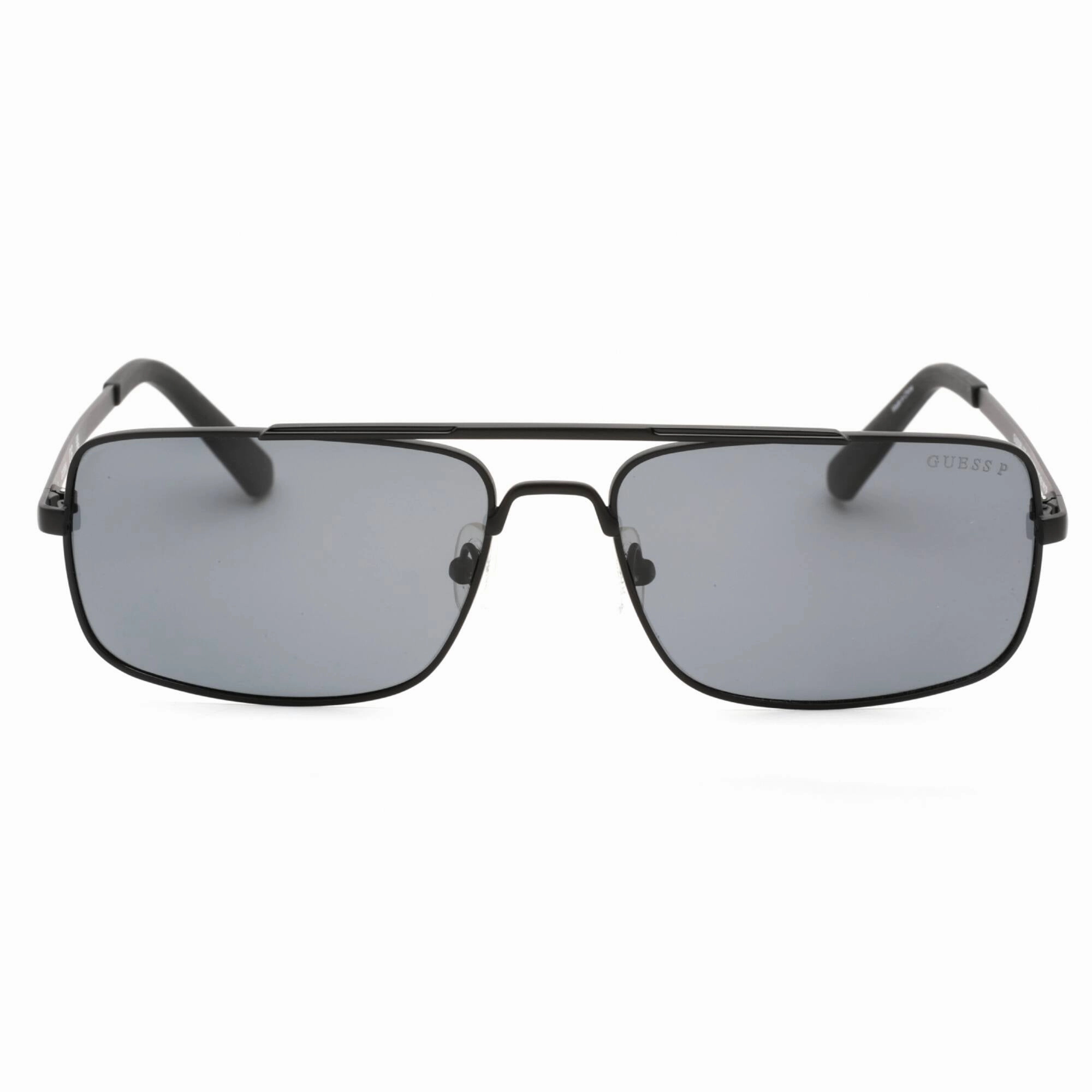 Guess Men's Sunglasses - Matte Black Rectangular Metal Full Rim Frame | GU00060 02D