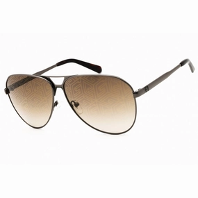 Guess Men's Sunglasses - Shiny Gunmetal Metal Aviator Frame Brown Lens | GU00069 08F